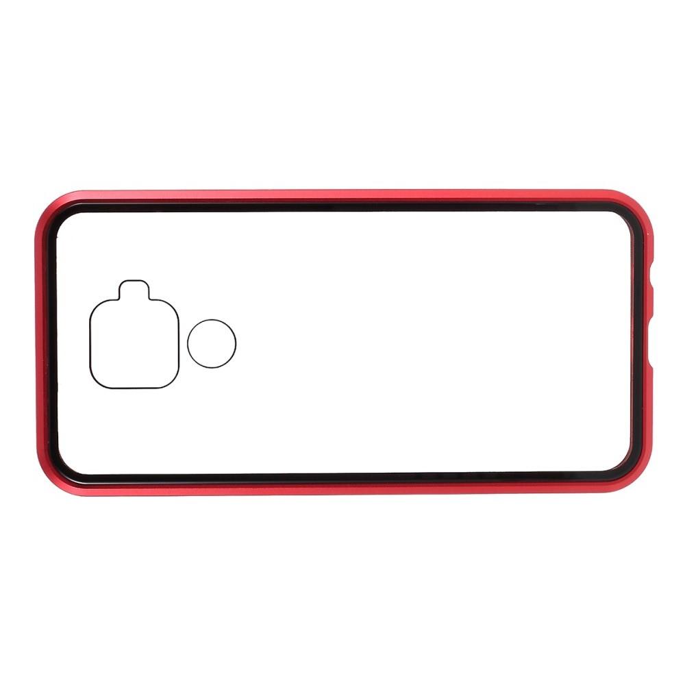 Металлический Магнитный Чехол Бампер с Закаленным Стеклом Huawei Mate 30 Lite Красный