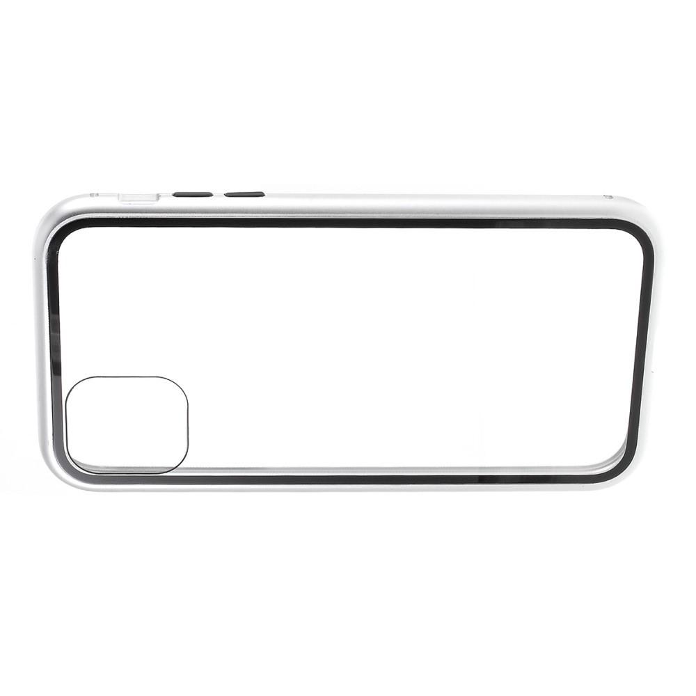 Металлический Магнитный Чехол Бампер с Закаленным Стеклом iPhone 11 Белый