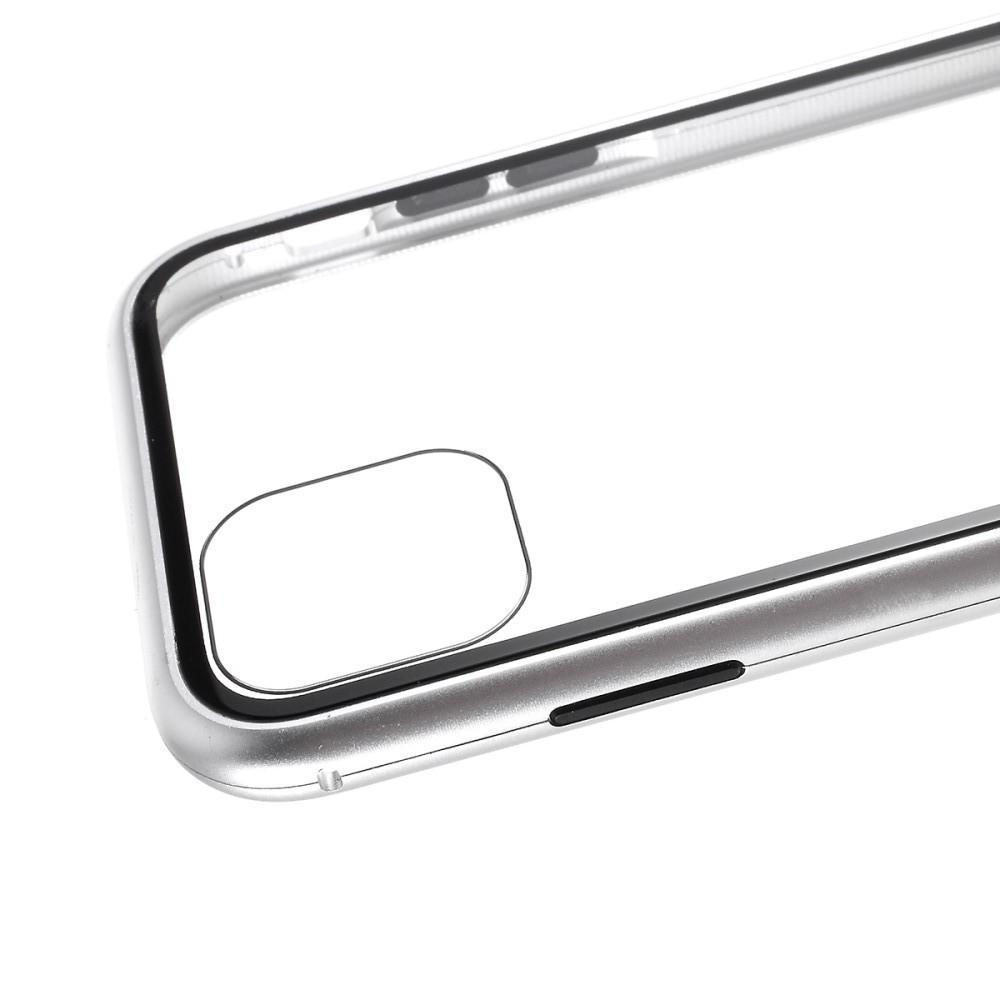 Металлический Магнитный Чехол Бампер с Закаленным Стеклом iPhone 11 Белый