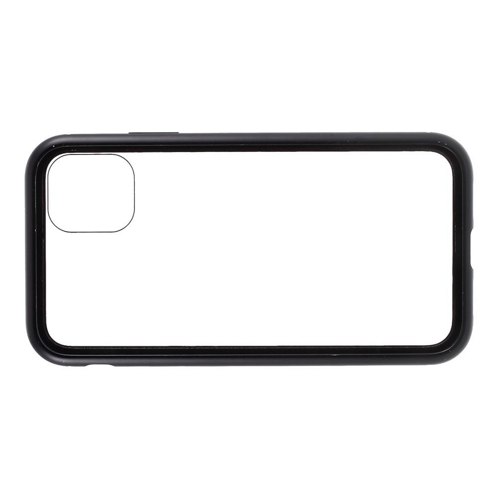 Металлический Магнитный Чехол Бампер с Закаленным Стеклом iPhone 11 Черный