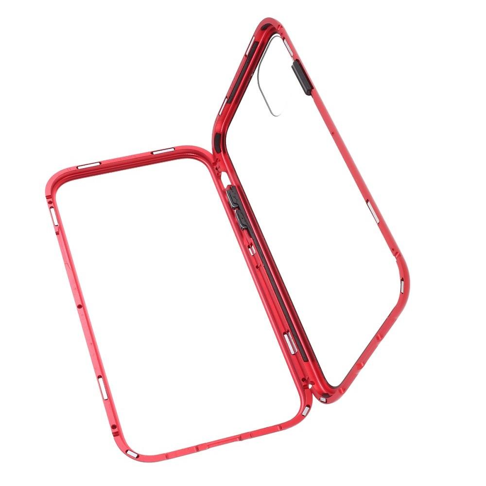 Металлический Магнитный Чехол Бампер с Закаленным Стеклом iPhone 11 Красный