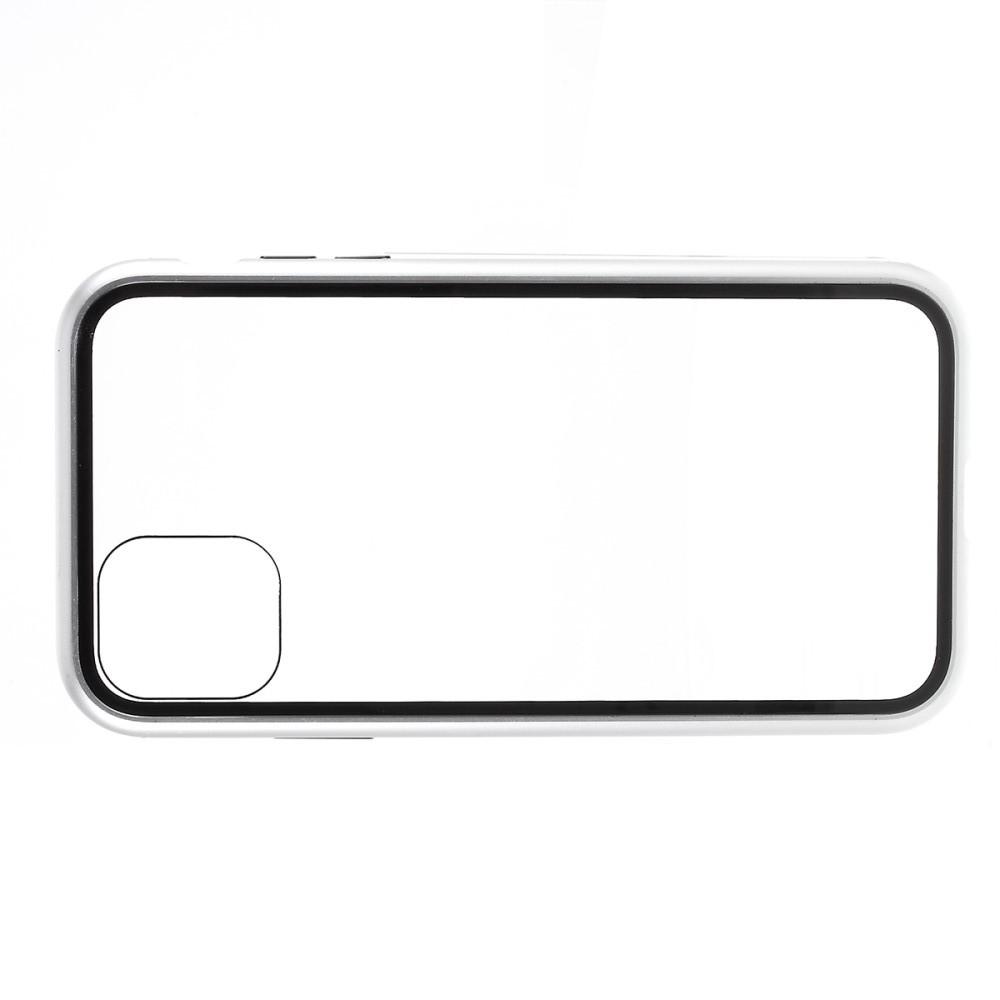 Металлический Магнитный Чехол Бампер с Закаленным Стеклом iPhone 11 Pro Белый