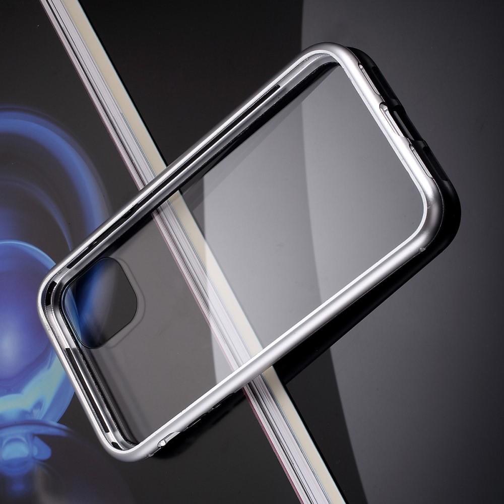 Металлический Магнитный Чехол Бампер с Закаленным Стеклом iPhone 11 Pro Max Белый
