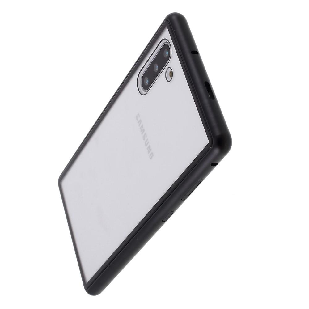 Металлический Магнитный Чехол Бампер с Закаленным Стеклом Samsung Galaxy Note 10 Черный