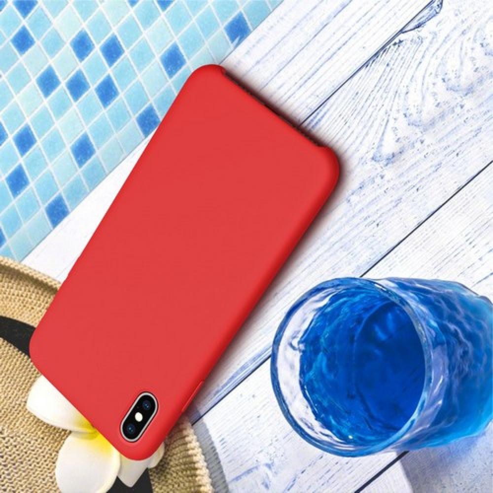 Мягкий матовый силиконовый бампер NILLKIN Flex чехол для iPhone XS Max Красный