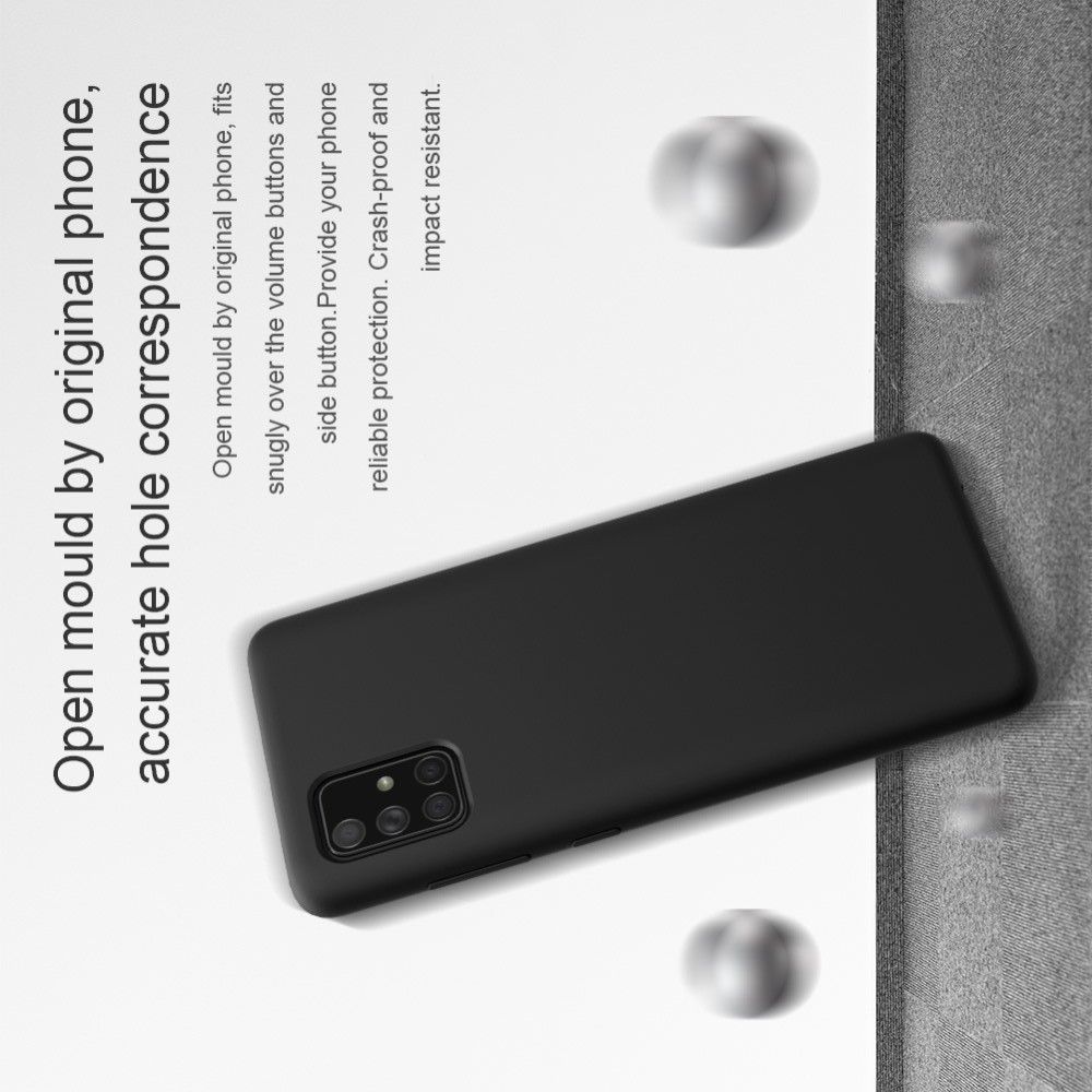 Мягкий матовый силиконовый бампер NILLKIN Flex чехол для Samsung Galaxy A51 Черный