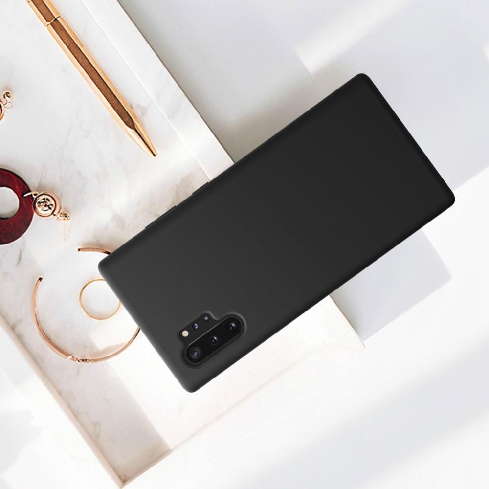 Мягкий матовый силиконовый бампер NILLKIN Flex чехол для Samsung Galaxy Note 10 Plus Черный