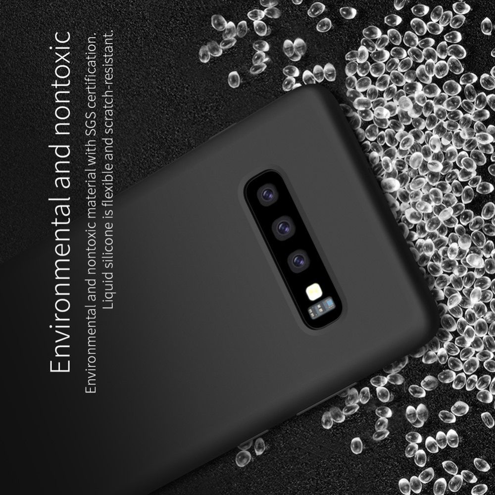 Мягкий матовый силиконовый бампер NILLKIN Flex чехол для Samsung Galaxy S10 Черный