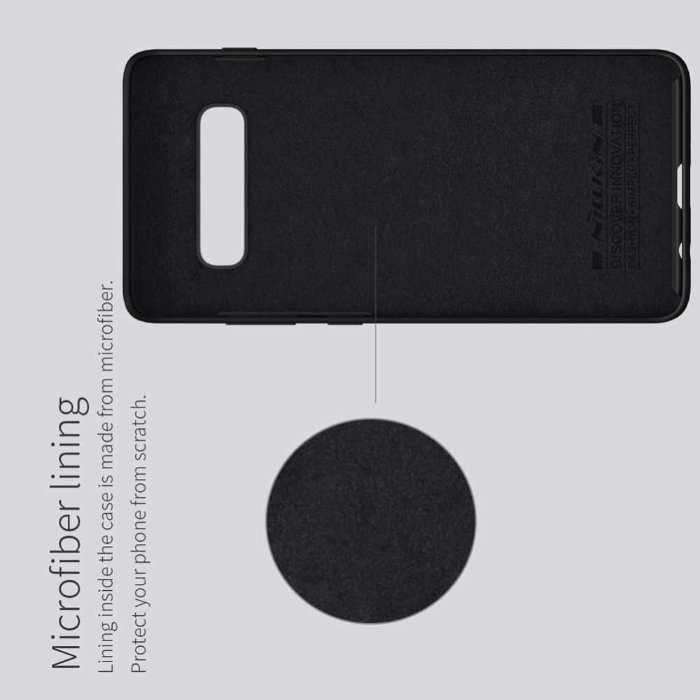 Мягкий матовый силиконовый бампер NILLKIN Flex чехол для Samsung Galaxy S10 Черный