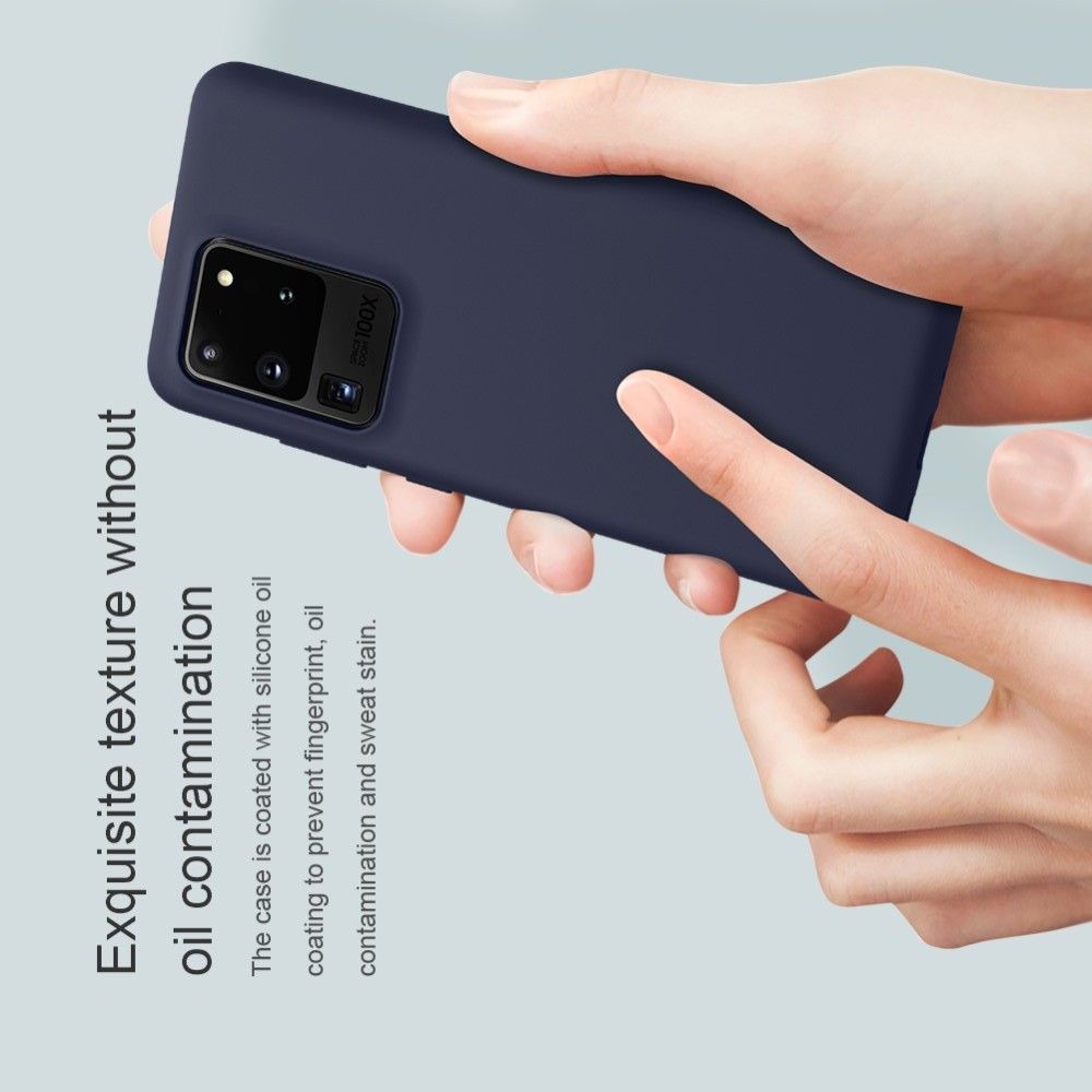 Мягкий матовый силиконовый бампер NILLKIN Flex чехол для Samsung Galaxy S20 Ultra Черный