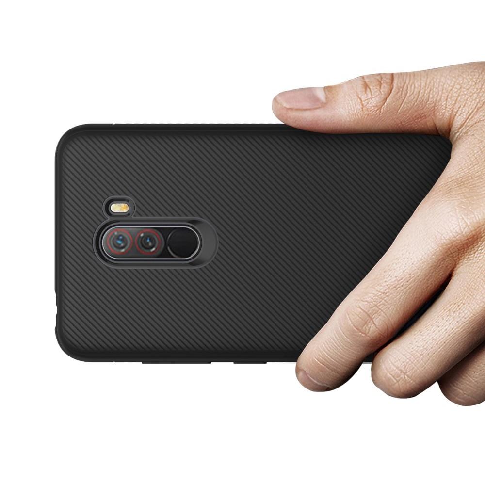 Мягкий матовый силиконовый бампер чехол для Xiaomi Pocophone F1 Черный