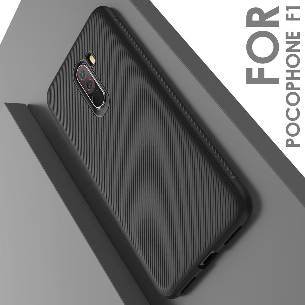 Мягкий матовый силиконовый бампер чехол для Xiaomi Pocophone F1 Черный