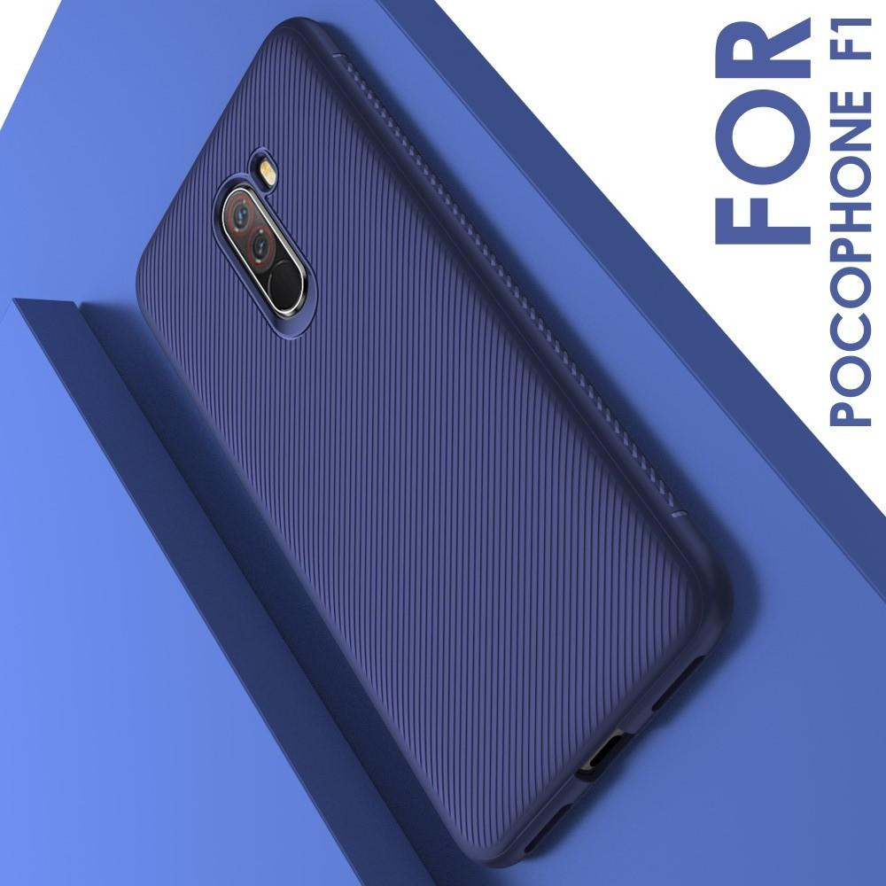 Мягкий матовый силиконовый бампер чехол для Xiaomi Pocophone F1 Синий