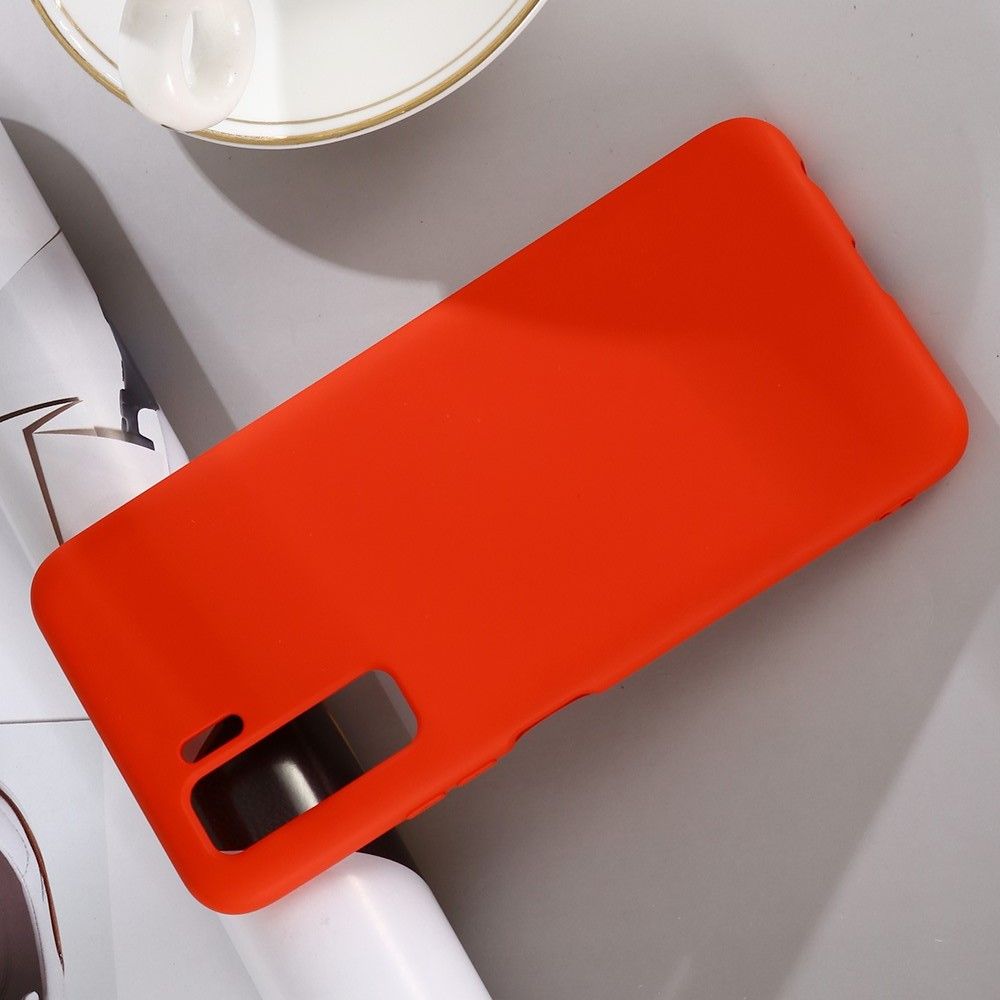 Мягкий силиконовый чехол для Huawei Honor 30S с подкладкой из микрофибры Красный