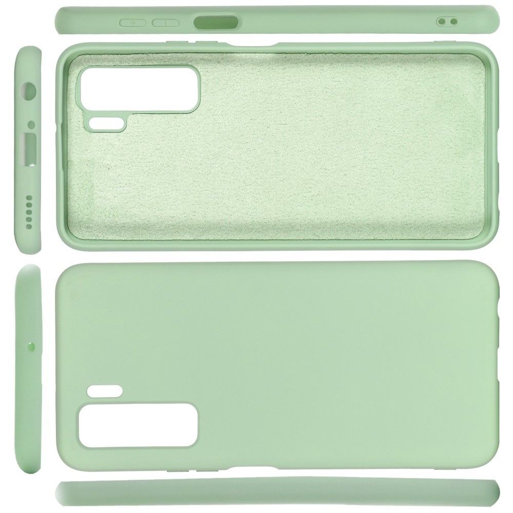 Мягкий силиконовый чехол для Huawei Honor 30S с подкладкой из микрофибры Зеленый