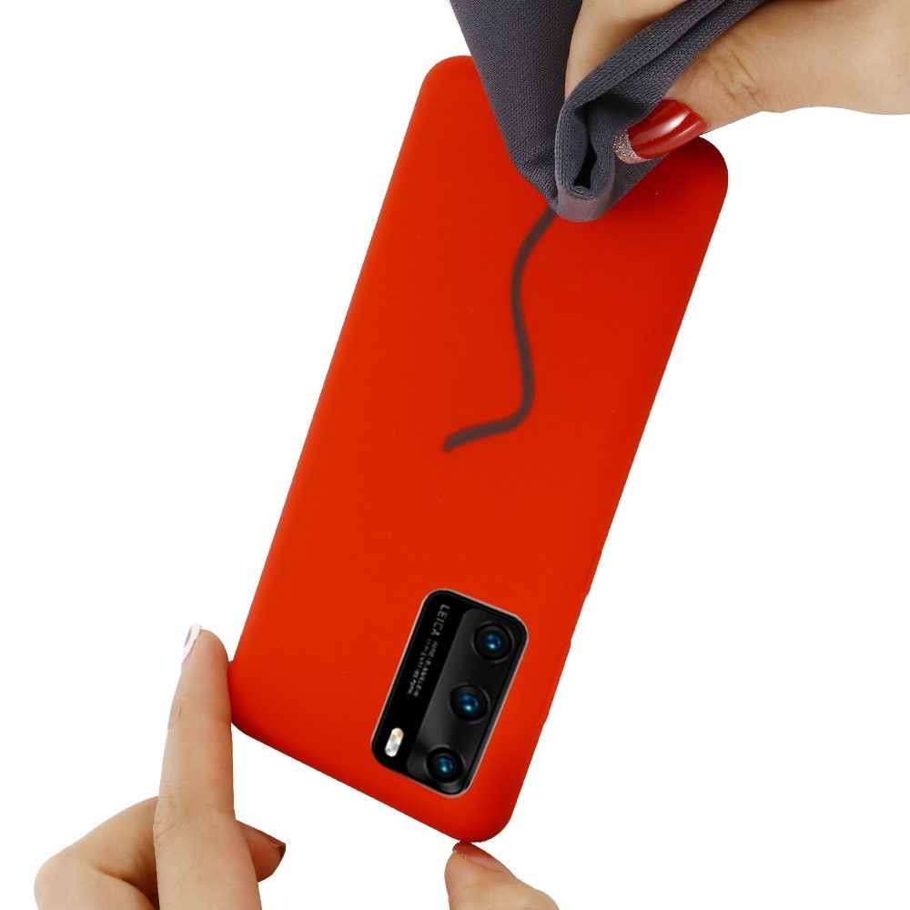 Мягкий силиконовый чехол для Huawei P40 Pro с подкладкой из микрофибры Красный