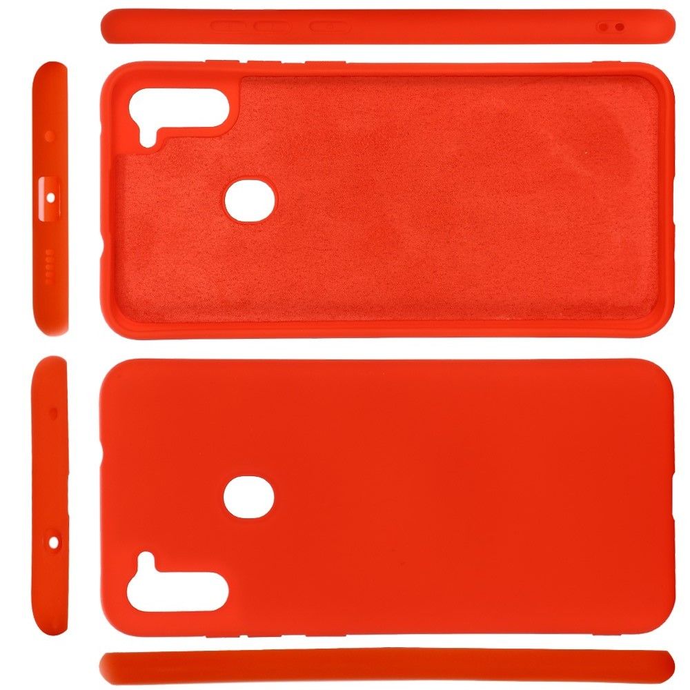 Мягкий силиконовый чехол для Samsung Galaxy A11 / Galaxy M11 с подкладкой из микрофибры Красный