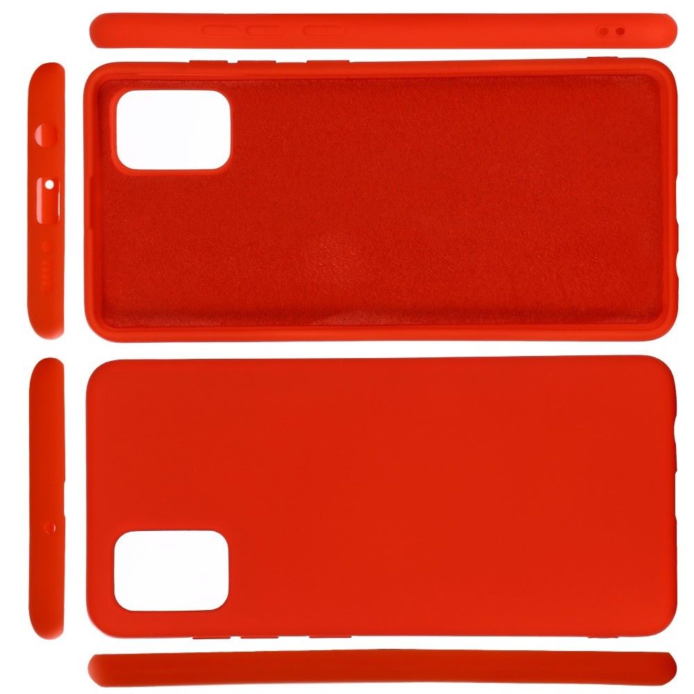 Мягкий силиконовый чехол для Samsung Galaxy A71 с подкладкой из микрофибры Красный