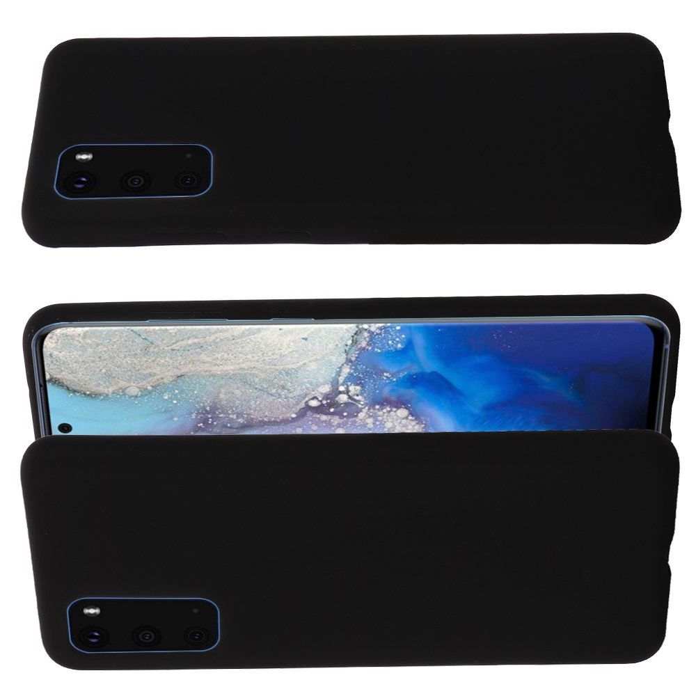 Мягкий силиконовый чехол для Samsung Galaxy S20 Plus с подкладкой из микрофибры Черный
