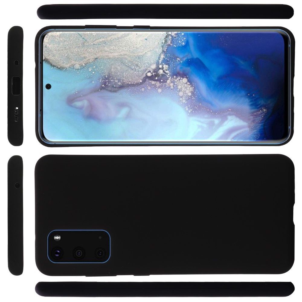 Мягкий силиконовый чехол для Samsung Galaxy S20 Plus с подкладкой из микрофибры Черный