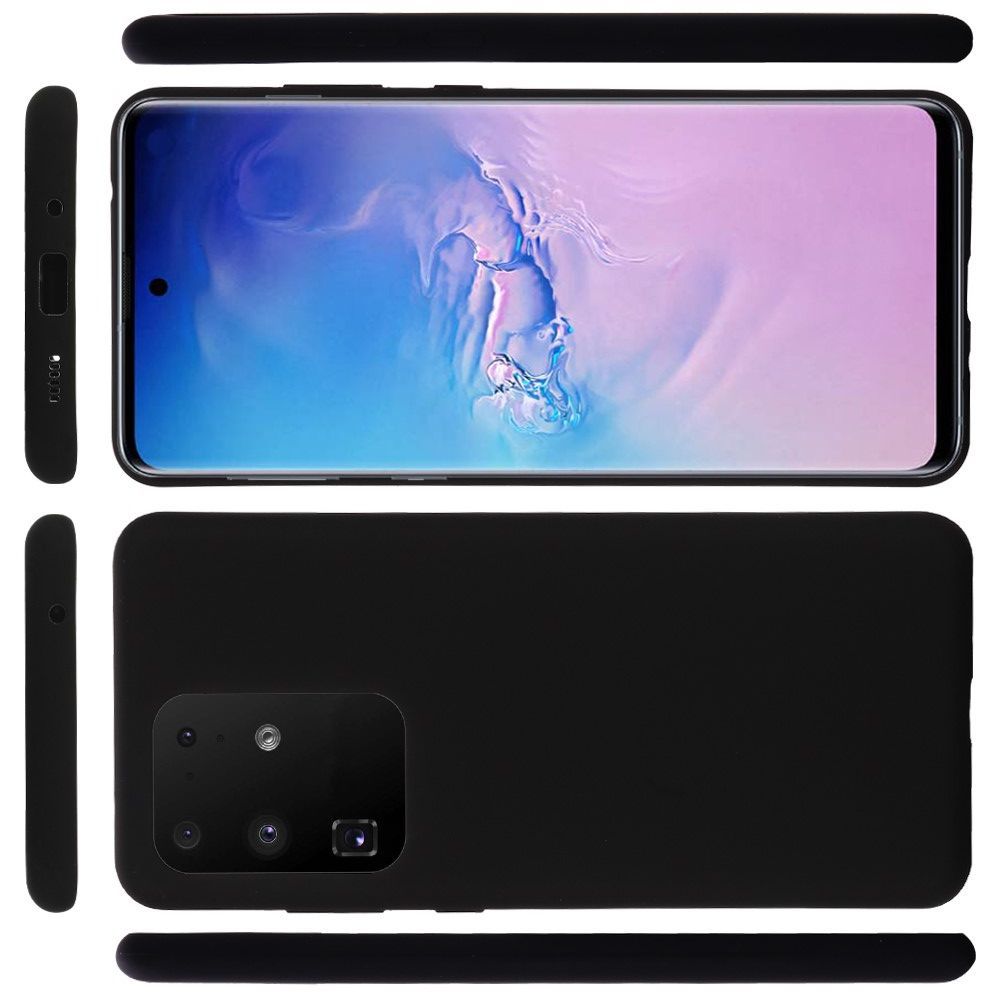 Мягкий силиконовый чехол для Samsung Galaxy S20 Ultra с подкладкой из микрофибры Черный