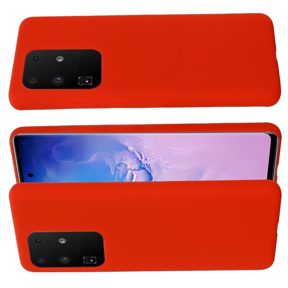 Мягкий силиконовый чехол для Samsung Galaxy S20 Ultra с подкладкой из микрофибры Красный