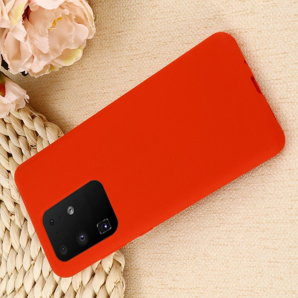 Мягкий силиконовый чехол для Samsung Galaxy S20 Ultra с подкладкой из микрофибры Красный