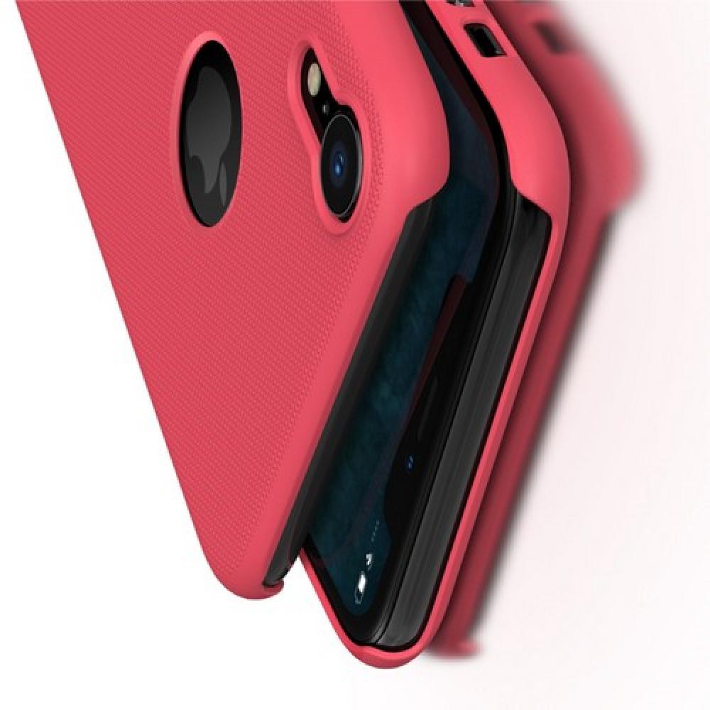 Пластиковый нескользящий NILLKIN Frosted кейс чехол для iPhone XR Красный + защитная пленка
