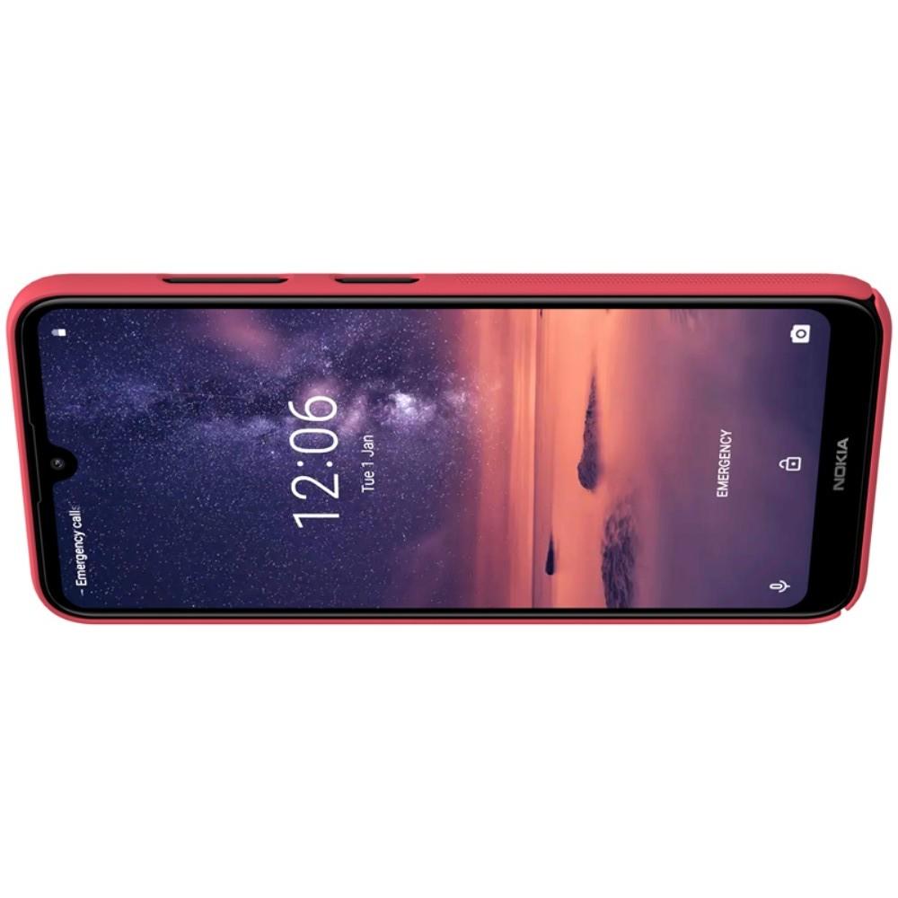 Пластиковый нескользящий NILLKIN Frosted кейс чехол для Nokia 3.2 Красный + подставка