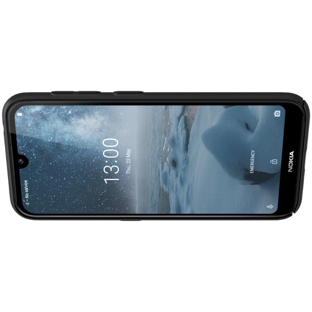 Пластиковый нескользящий NILLKIN Frosted кейс чехол для Nokia 4.2 Черный + подставка