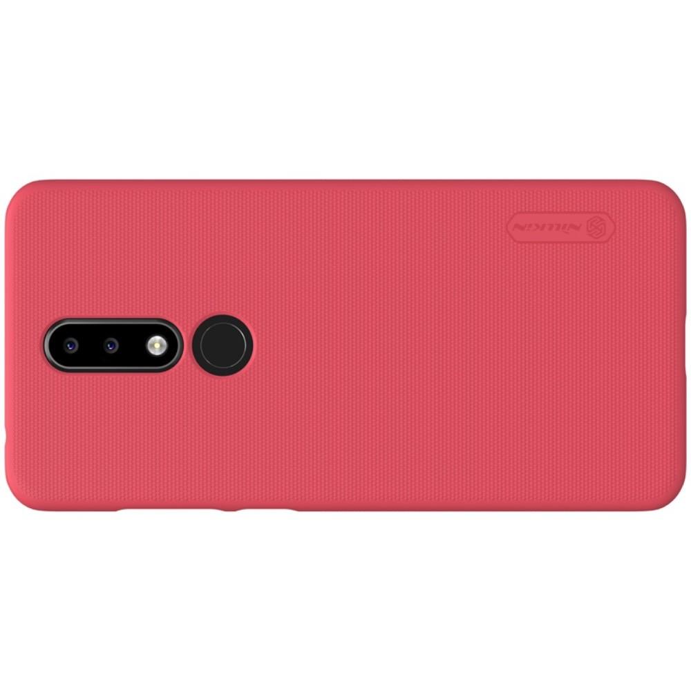 Пластиковый нескользящий NILLKIN Frosted кейс чехол для Nokia 5.1 Plus Красный + защитная пленка