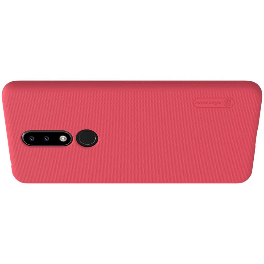 Пластиковый нескользящий NILLKIN Frosted кейс чехол для Nokia 5.1 Plus Красный + защитная пленка