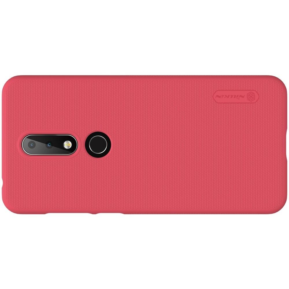 Пластиковый нескользящий NILLKIN Frosted кейс чехол для Nokia 6.1 Plus Красный + защитная пленка
