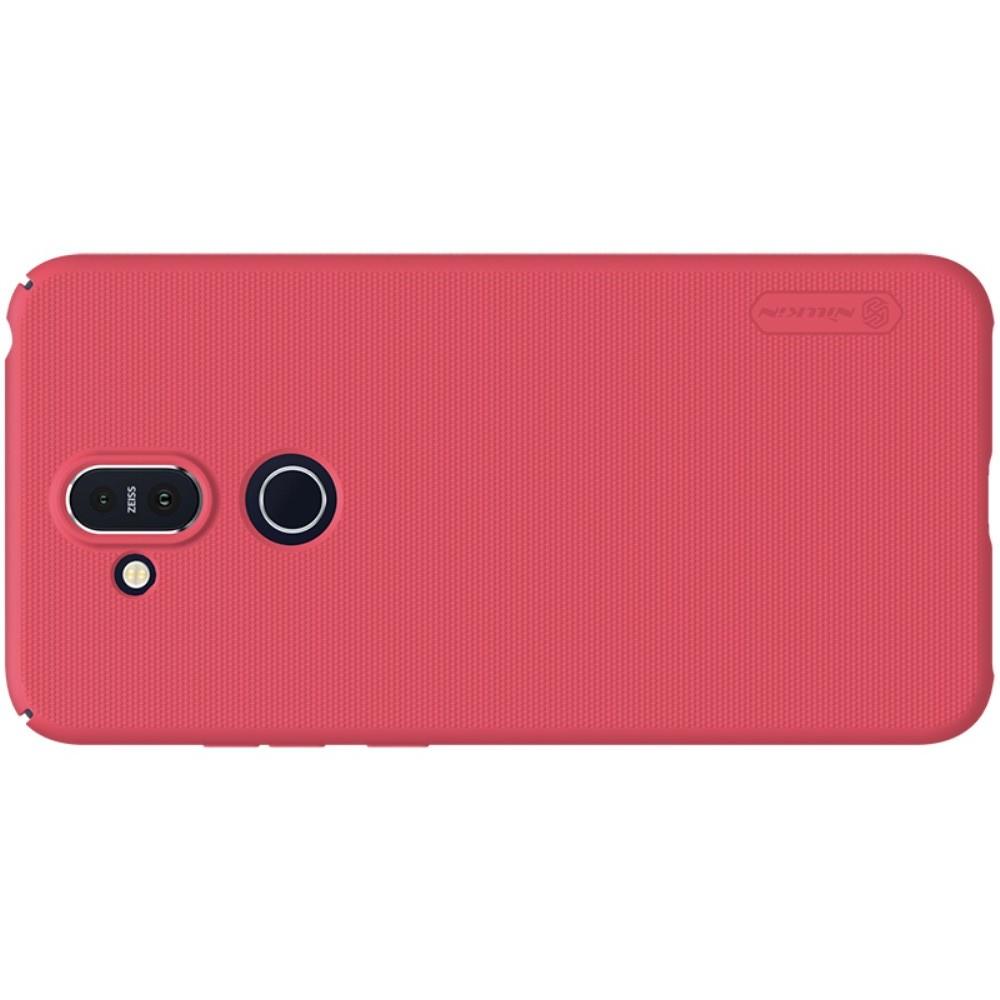 Пластиковый нескользящий NILLKIN Frosted кейс чехол для Nokia 8.1 Красный + защитная пленка