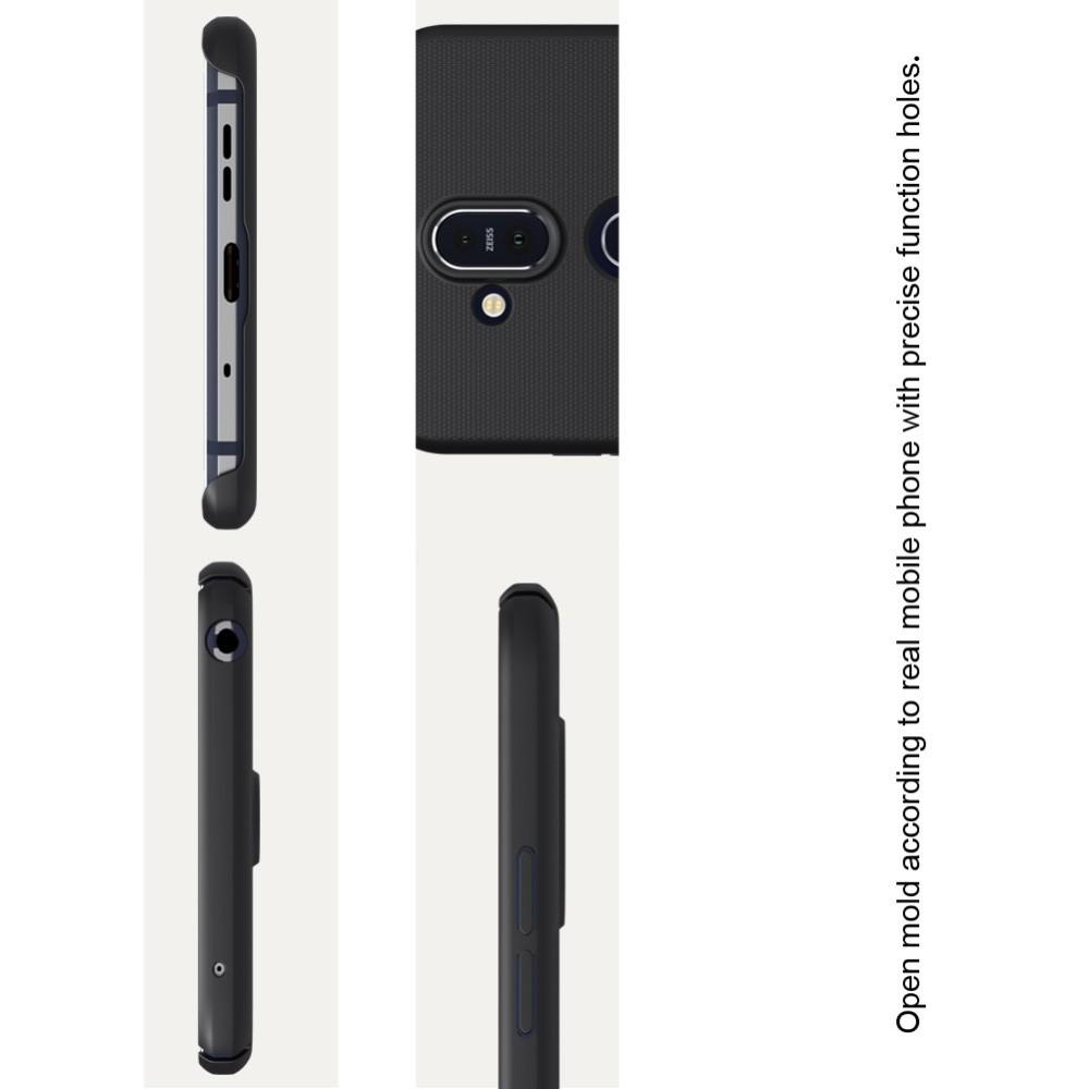 Пластиковый нескользящий NILLKIN Frosted кейс чехол для Nokia 8.1 Черный + защитная пленка