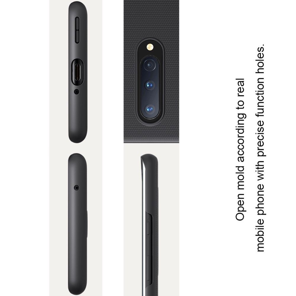 Пластиковый нескользящий NILLKIN Frosted кейс чехол для OnePlus 8 Черный + подставка