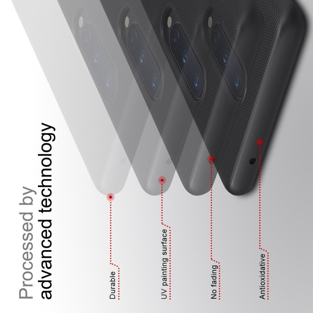 Пластиковый нескользящий NILLKIN Frosted кейс чехол для OnePlus 8 Черный + подставка