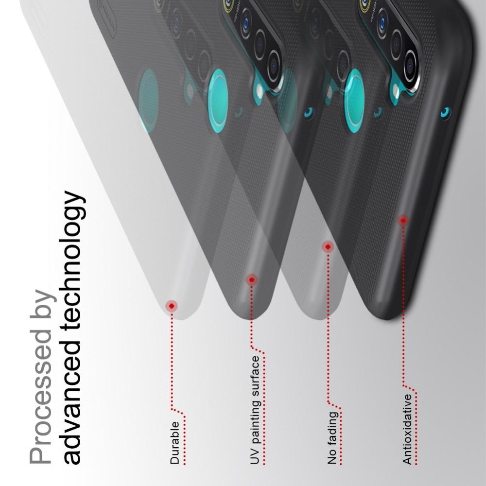 Пластиковый нескользящий NILLKIN Frosted кейс чехол для OPPO Realme 5 Pro Черный + подставка