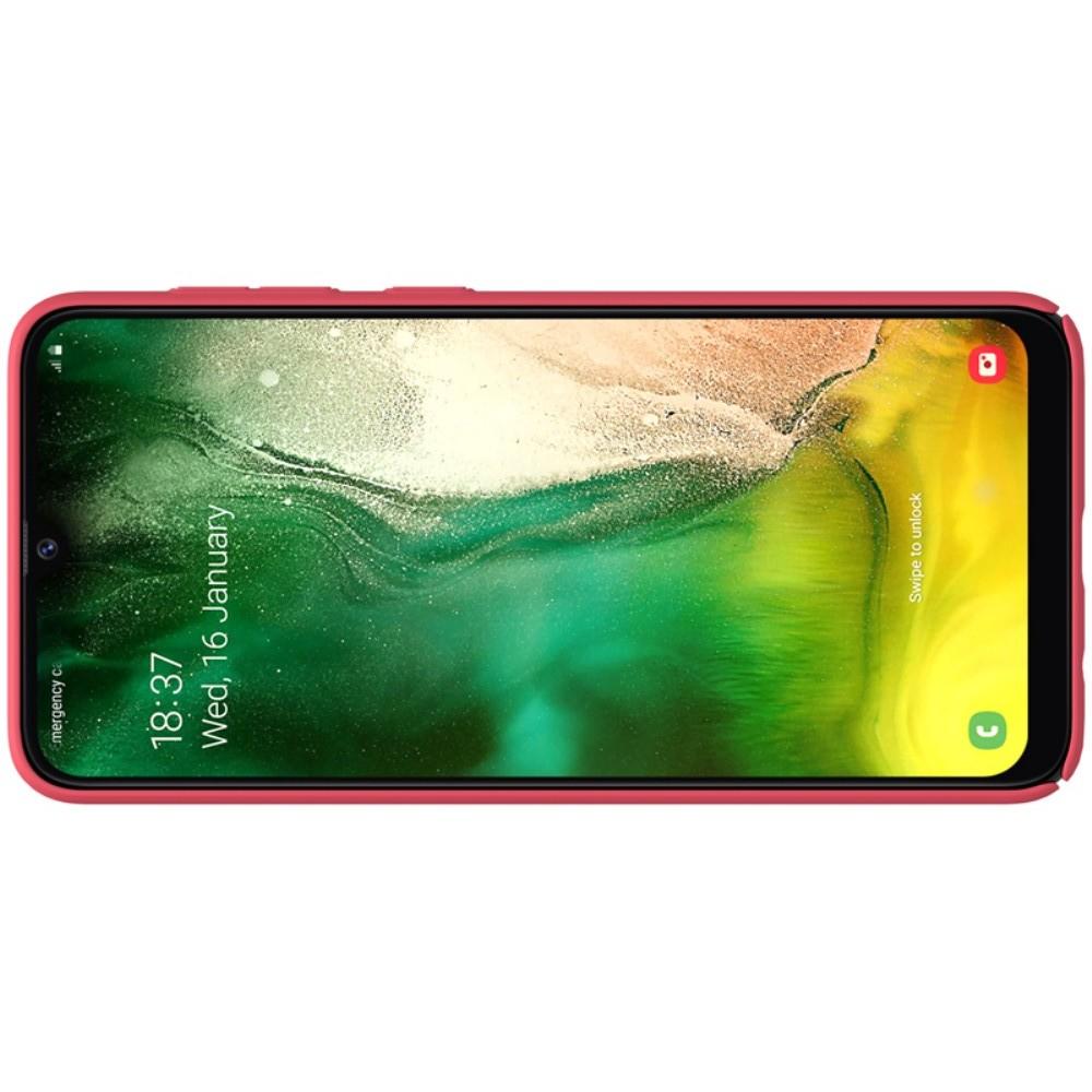 Пластиковый нескользящий NILLKIN Frosted кейс чехол для Samsung Galaxy A30 / A20 Красный + подставка