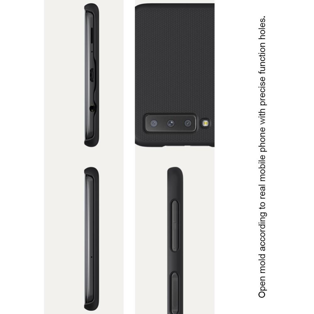 Пластиковый нескользящий NILLKIN Frosted кейс чехол для Samsung Galaxy A7 2018 SM-A750 Черный + защитная пленка