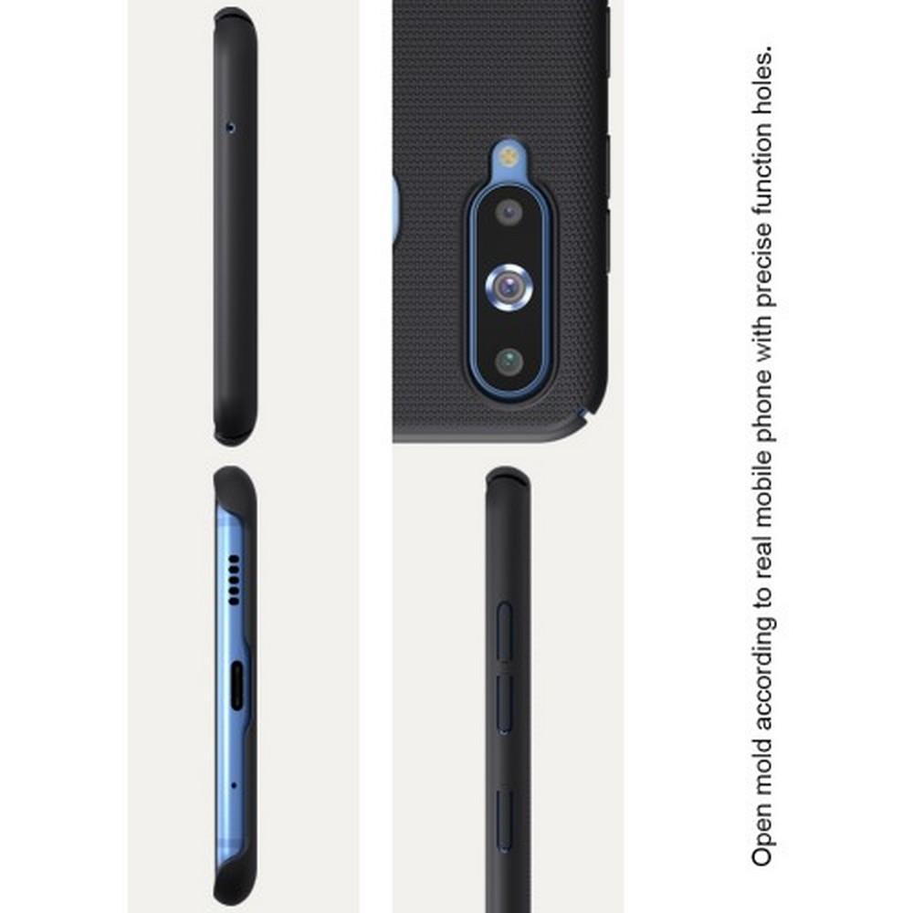 Пластиковый нескользящий NILLKIN Frosted кейс чехол для Samsung Galaxy A8s Черный + защитная пленка