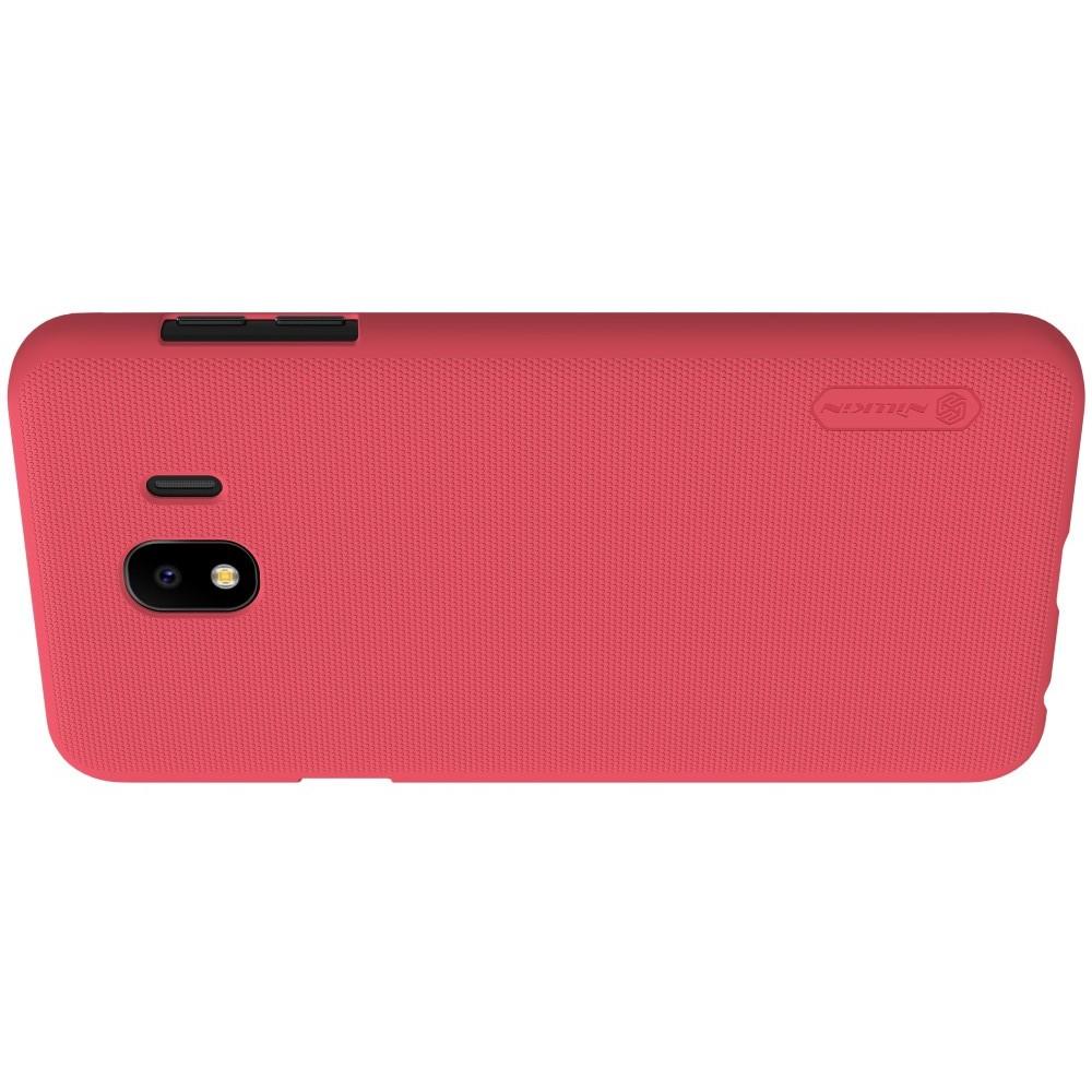 Пластиковый нескользящий NILLKIN Frosted кейс чехол для Samsung Galaxy J4 2018 SM-J400 Красный + защитная пленка