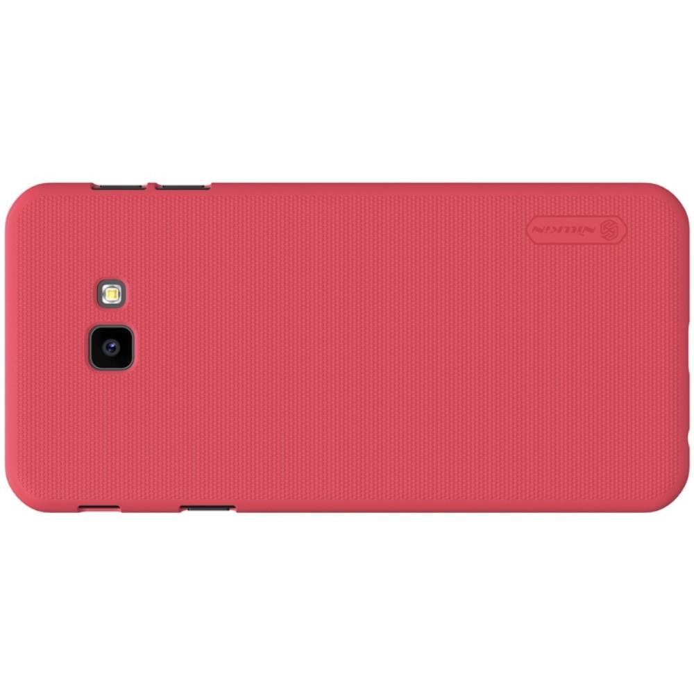 Пластиковый нескользящий NILLKIN Frosted кейс чехол для Samsung Galaxy J4 Plus SM-J415 Красный + защитная пленка