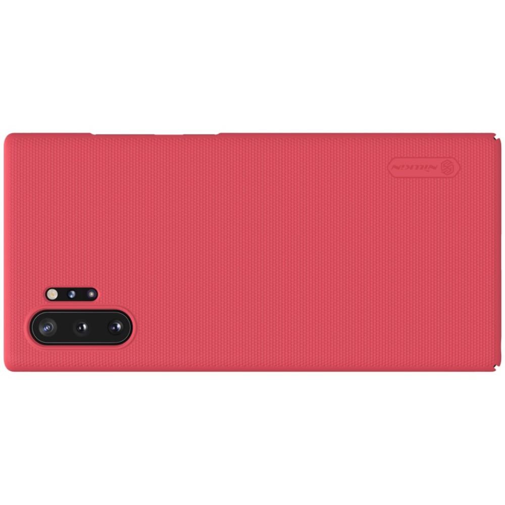 Пластиковый нескользящий NILLKIN Frosted кейс чехол для Samsung Galaxy Note 10 Plus Красный + подставка