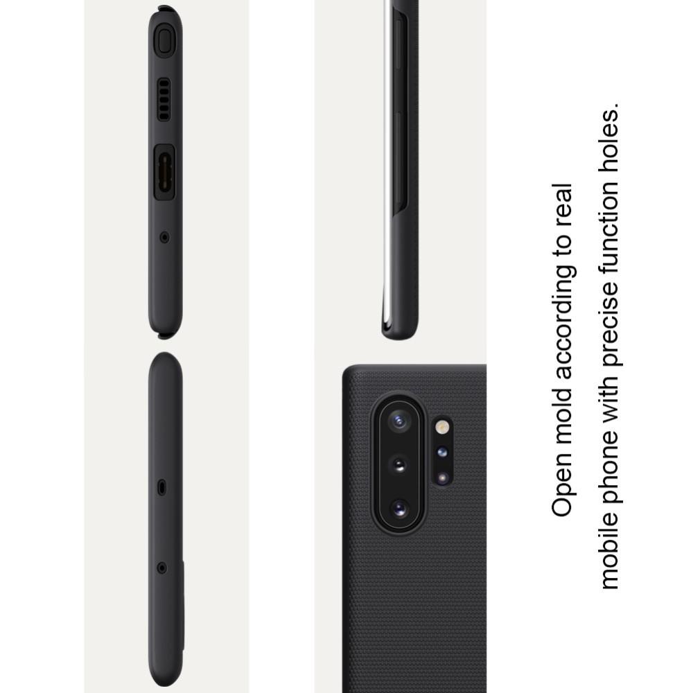 Пластиковый нескользящий NILLKIN Frosted кейс чехол для Samsung Galaxy Note 10 Plus Черный + подставка