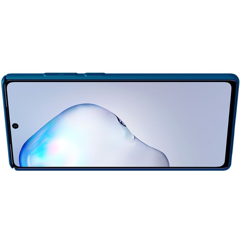 Пластиковый нескользящий NILLKIN Frosted кейс чехол для Samsung Galaxy Note 20 Синий + подставка