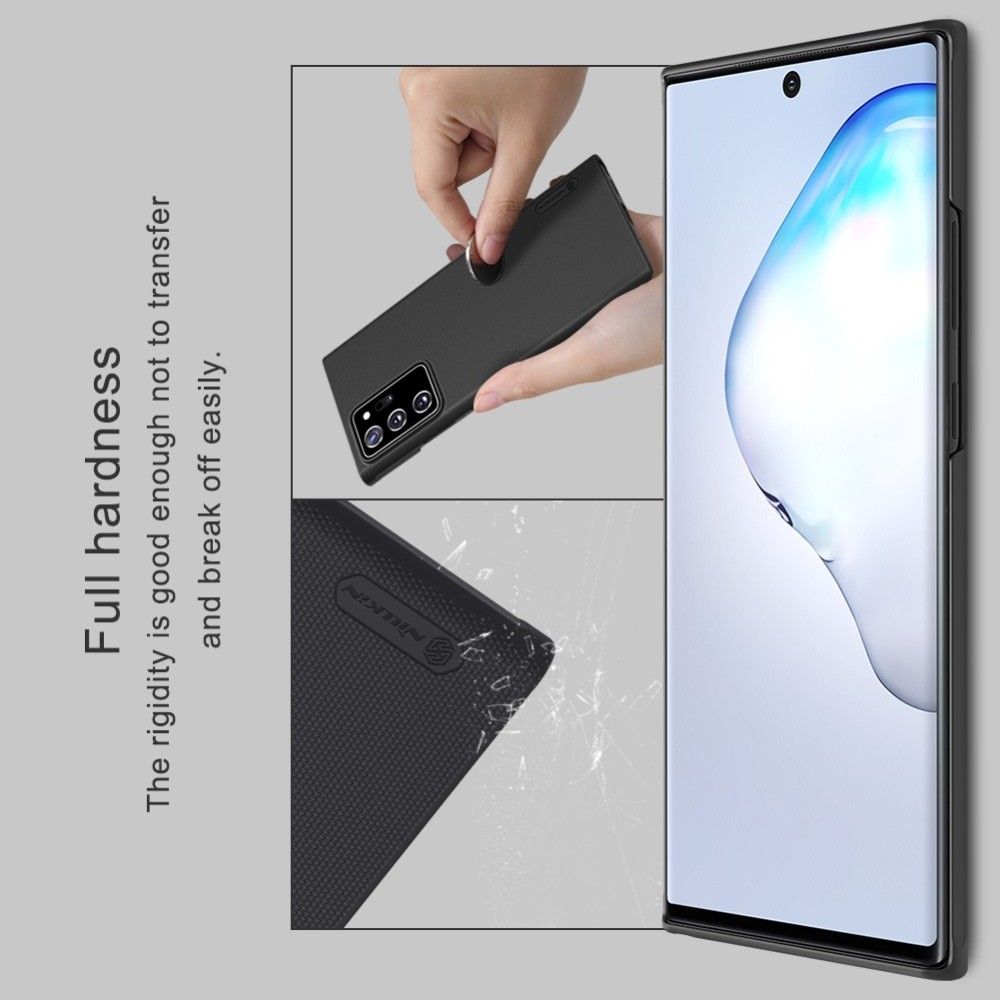 Пластиковый нескользящий NILLKIN Frosted кейс чехол для Samsung Galaxy Note 20 Ultra Черный + подставка