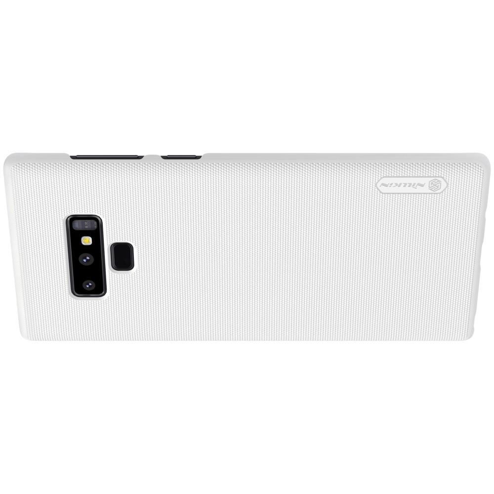 Пластиковый нескользящий NILLKIN Frosted кейс чехол для Samsung Galaxy Note 9 Белый + защитная пленка