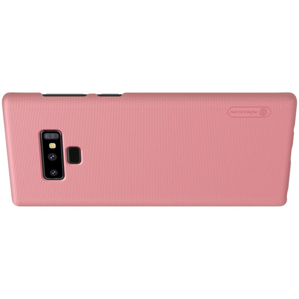 Пластиковый нескользящий NILLKIN Frosted кейс чехол для Samsung Galaxy Note 9 Розовое Золото + защитная пленка
