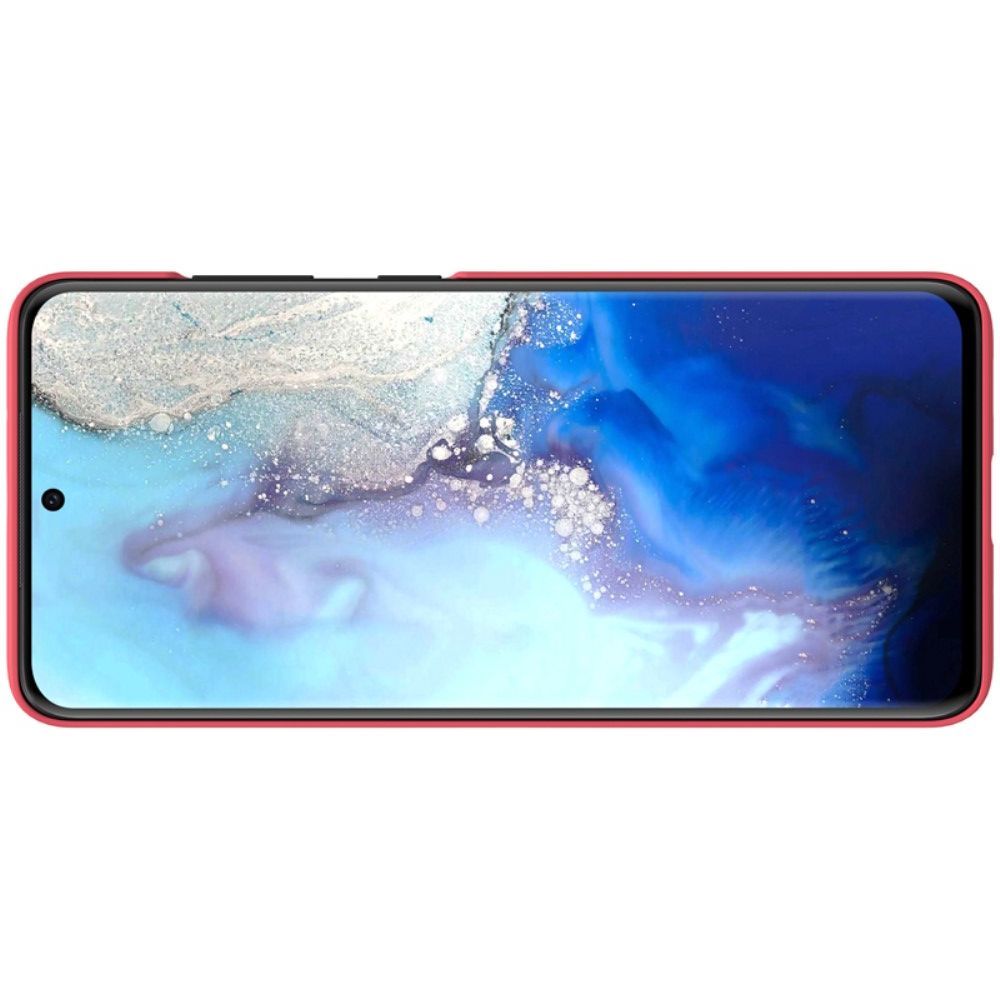 Пластиковый нескользящий NILLKIN Frosted кейс чехол для Samsung Galaxy S20 Красный + подставка